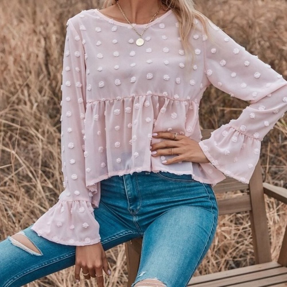 pink 'lovers' polka dot blouse
